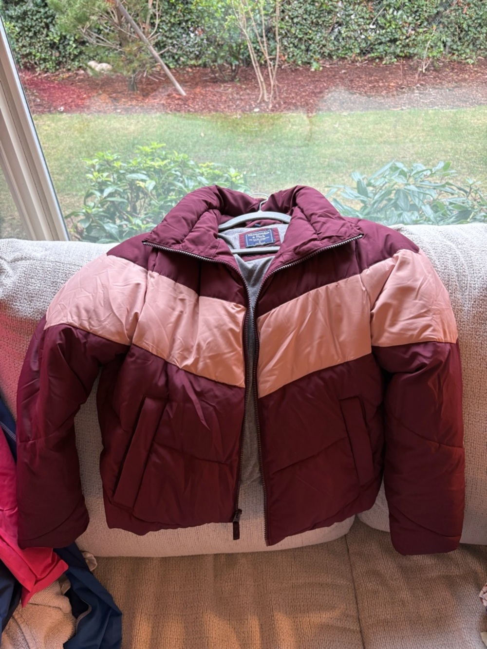 Abercrombie & Fitch Burgundy Jacket with Gray Lining